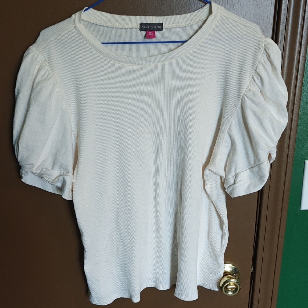 Vince Camuto Ivory Puff Sleeve Short Sleeve Top - XXL